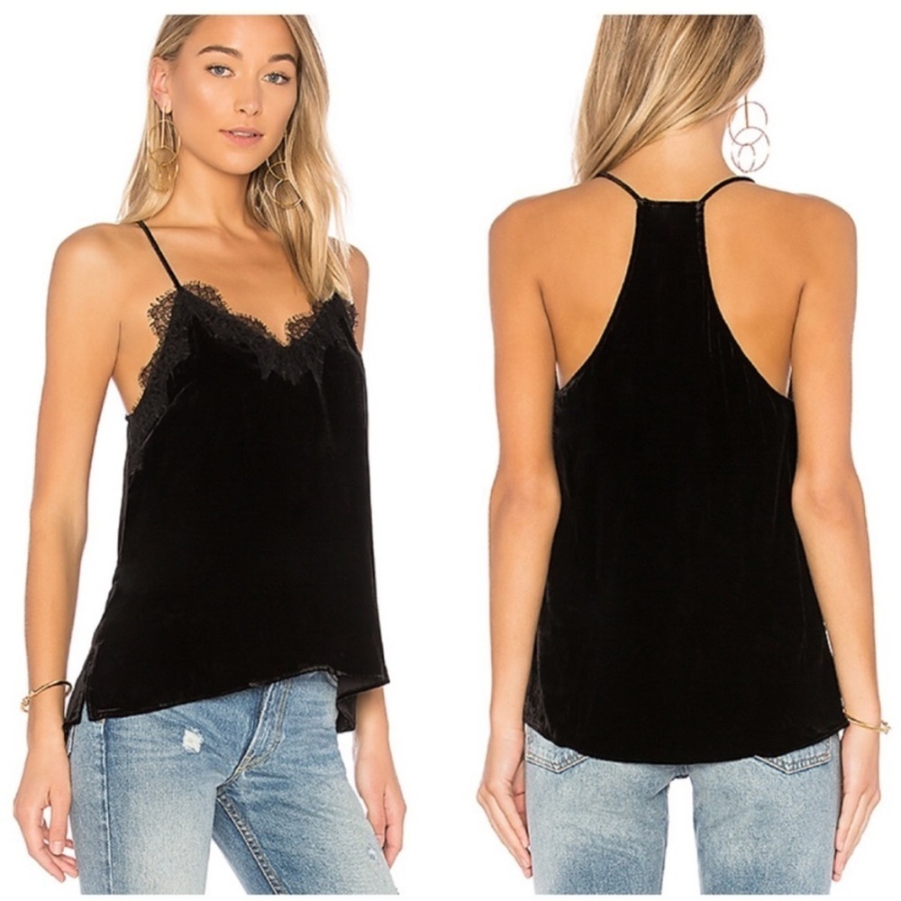 Cami NYC The Racer Black Velvet Tank Top Revolve Size XS